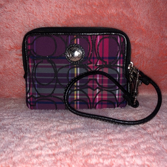 Coach Handbags - Coach Plaid CC Canvas Wristlet Coach Handbags - Coach Plaid CC Canvas Wristlet